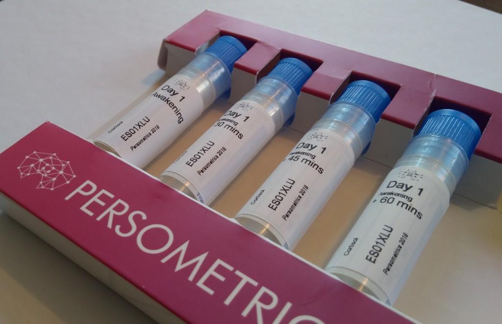 Persometrics home test kit with saliva sampling tubes